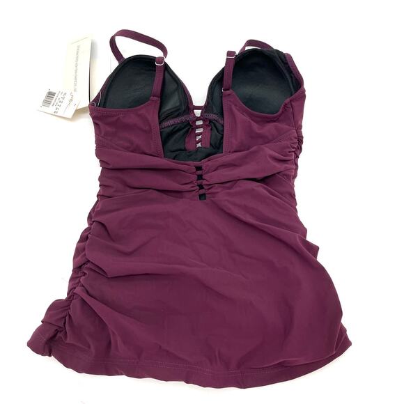 Gottex Tutti Frutti Cutout Tankini Top Merlot Burgundy Grape Size 6 NWT - Picture 3 of 4